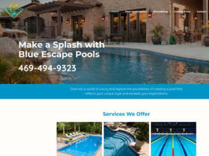 Cover image for Blue Escape Pools Website