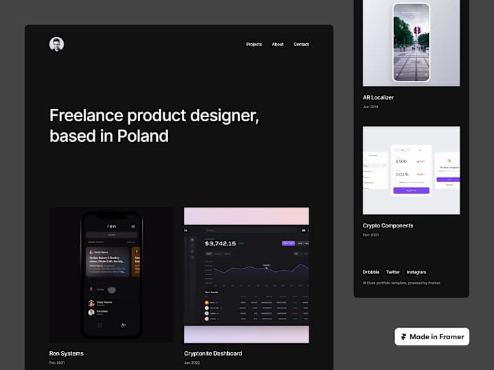 Cover image for Dusk - Free Framer Portfolio Template for Creatives