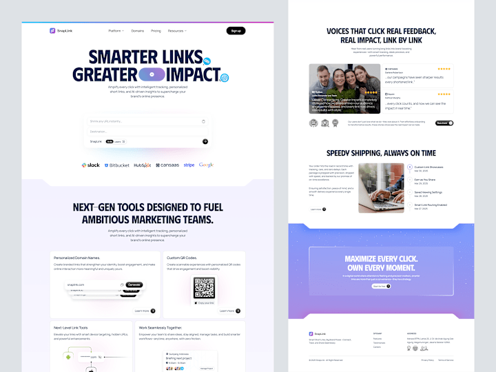 Cover image for SnapLink - Marketing SaaS Landing Page | Landing Page