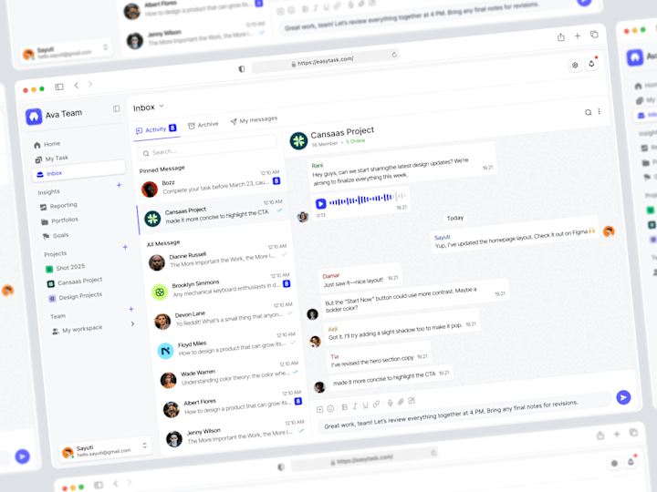 Cover image for Easytask - Inbox Productivity App Dashboard | Dashboard