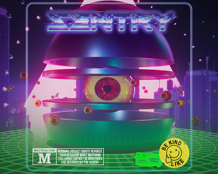 Cover image for "Sentry" - 80s sci-fi inspired motion graphics animation