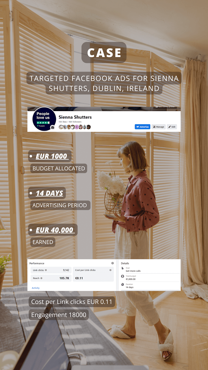 Cover image for Facebook Ad Campaign Management for Sienna Shutters