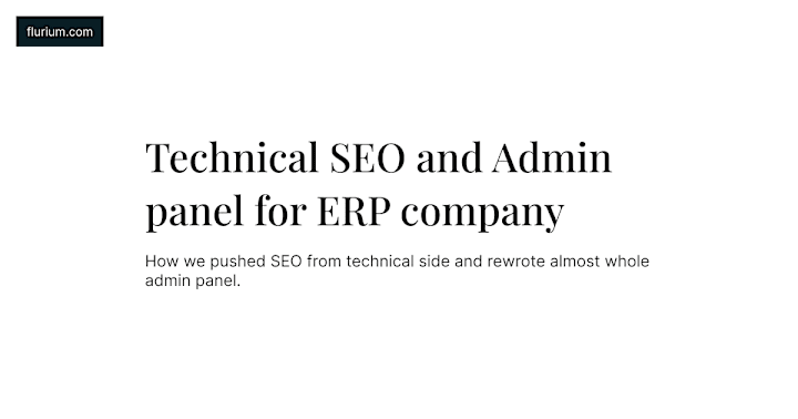 Cover image for Technical SEO and Admin panel for ERP company