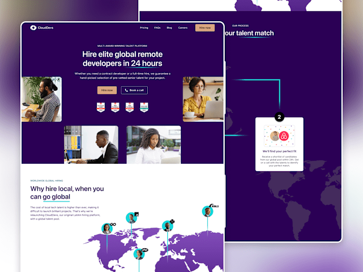 Cover image for CloudDevs - Website Redesign For Remote Hiring Platform