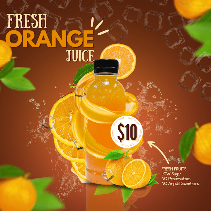 Cover image for Orange Juice Ad Graphics for Beverage Startup