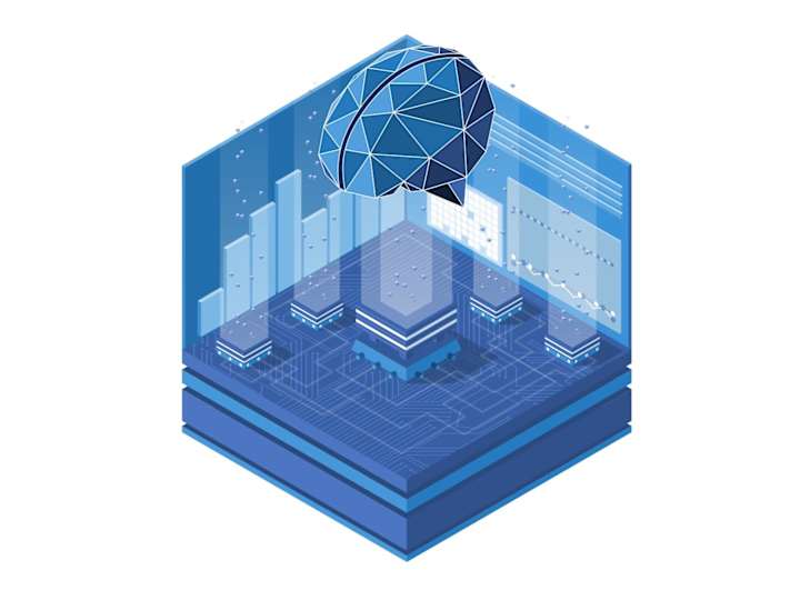 Cover image for Isometric concept of the financial system. Lottie animation