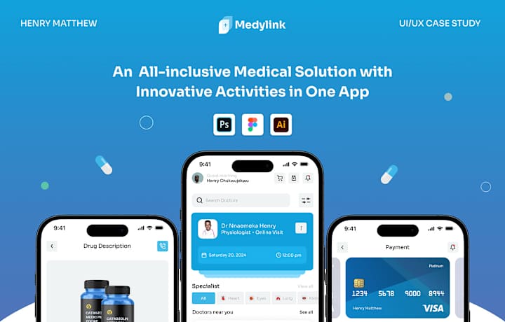 Cover image for MEDYLINK DOCTOR'S APPOINTMENT APP CASE STUDY :: Behance