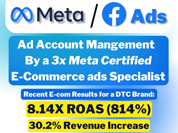 Cover image for E-commerce Meta/Facebook Ads Management | Boost ROAS, Lower CPA