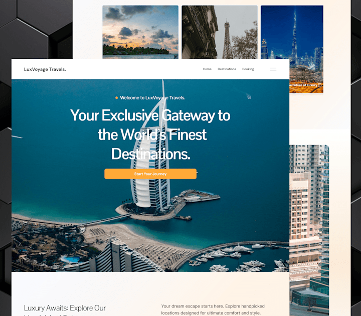 Cover image for LuxVoyage Travels – Framer Website Development