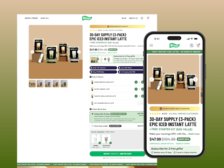 Cover image for Matchabar Epic Iced Latte Landing Page