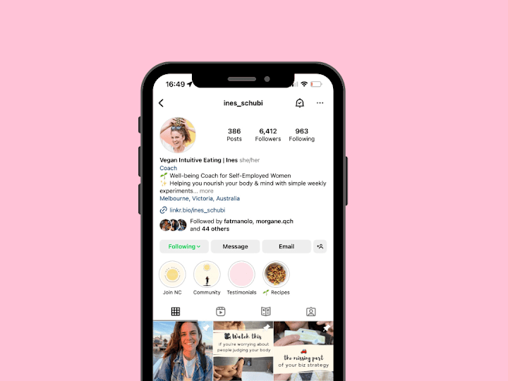 Cover image for Instagram Account Growth | Ines Schubi (Personal Brand)