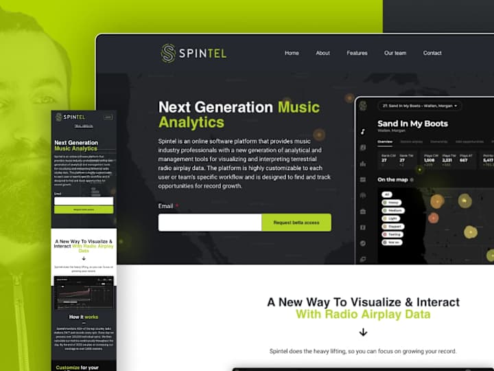 Cover image for Spintel Labs / Music industry software Landing page 