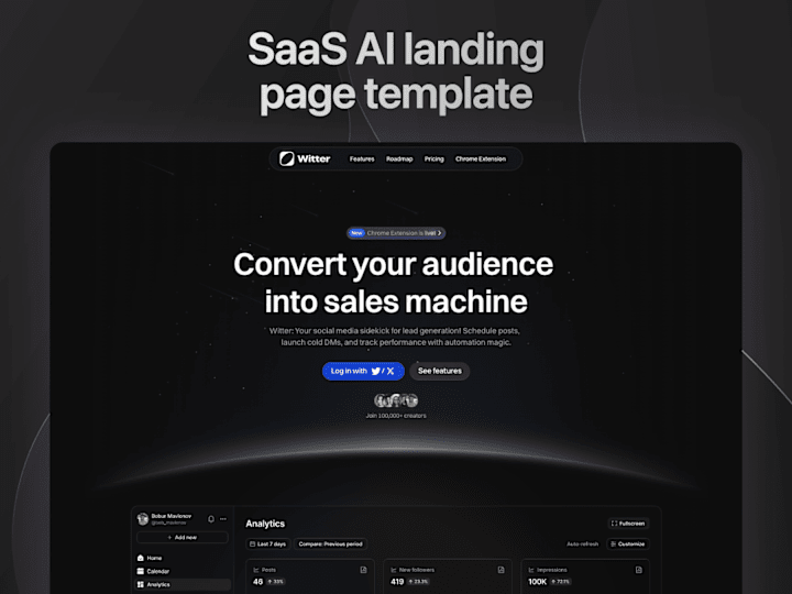 Cover image for Witter - SaaS, AI, Startup Framer template