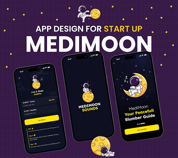 Cover image for 🌙 Meditation Mobile App Design for Startup - Medimoon :: Behan…