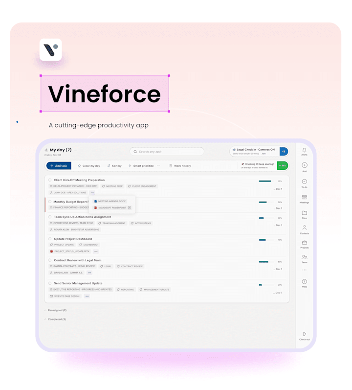 Cover image for Vineforce: AI-Powered Productivity App