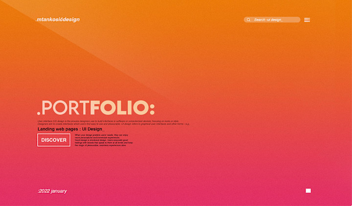 Cover image for Ui Design .portfoli 2022 on Behance