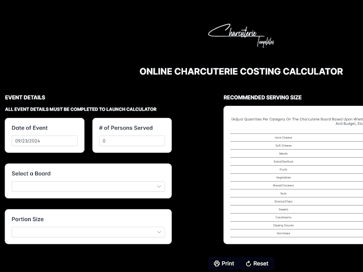 Cover image for ONLINE CHARCUTERIE COSTING CALCULATOR