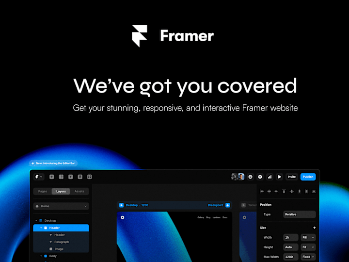 Cover image for Get a stunning, responsive, and interactive Framer website.