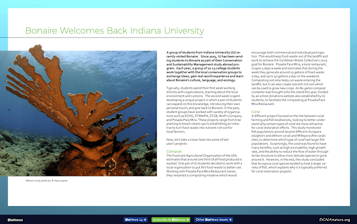 Cover image for Bonaire Welcomes Back Indiana University 