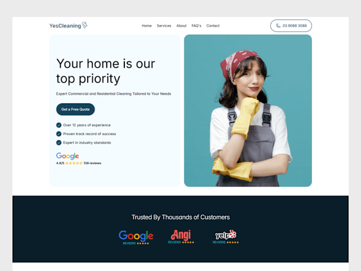 Cover image for Yes Cleaning - Website Redesign