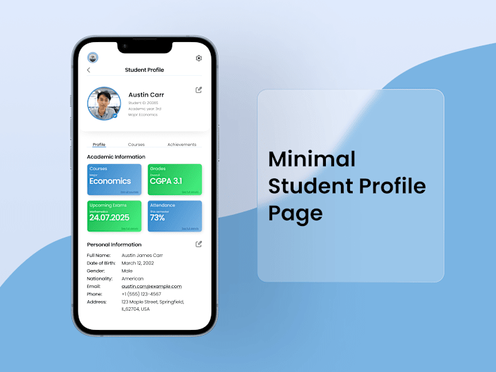 Cover image for Minimal Student Profile Page UI Design