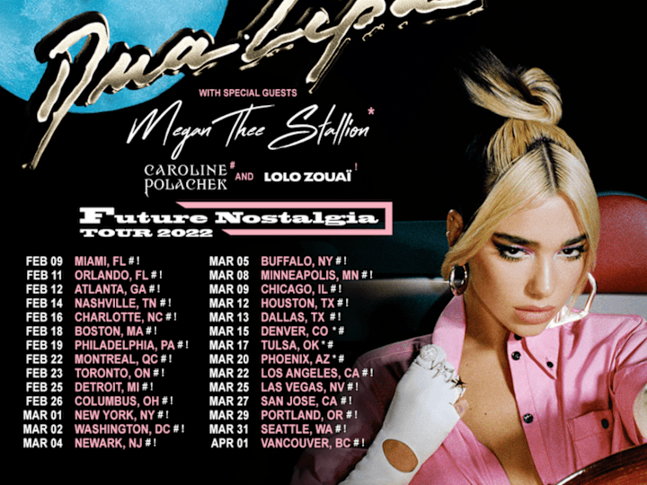 Cover image for Dua Lipa Announces 2022 Future Nostalgia North American Tour