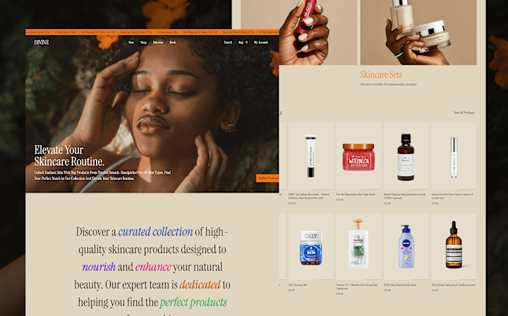 Cover image for Divine skincare landing page