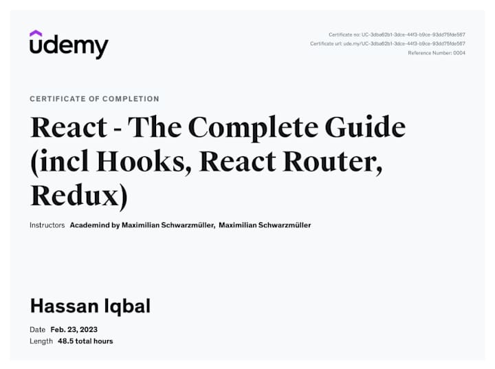 Cover image for React  : The ultimate guide 2023 - Certificate