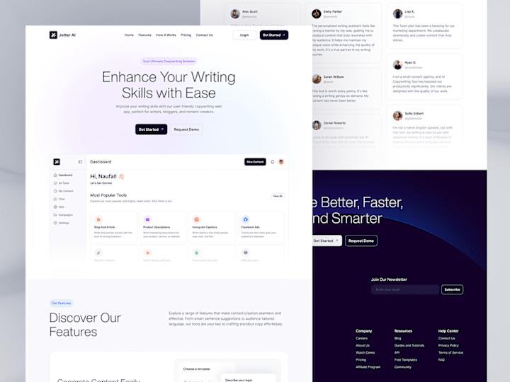 Cover image for AI Copywriting Tools Web App Landing Page