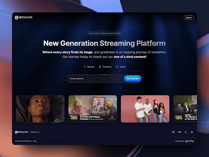 Cover image for Untoldcine - Landing Page Design