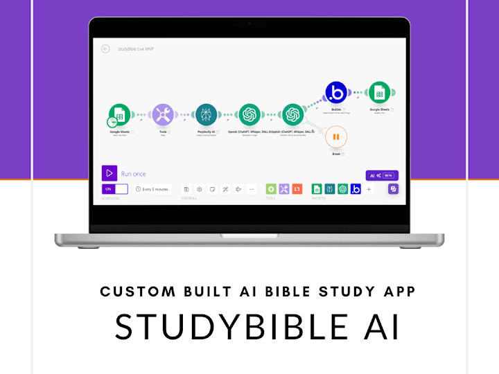 Cover image for StudyBible AI APP Automation using Make.com