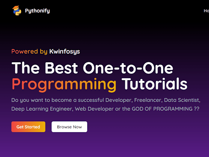 Cover image for Pythonify - The Best One-to-One Programming Tutorials Webapp