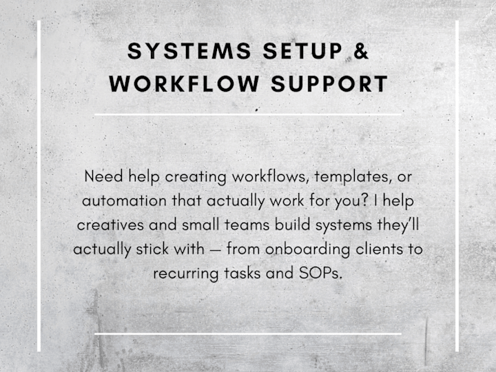 Cover image for Systems Setup & Workflow Support