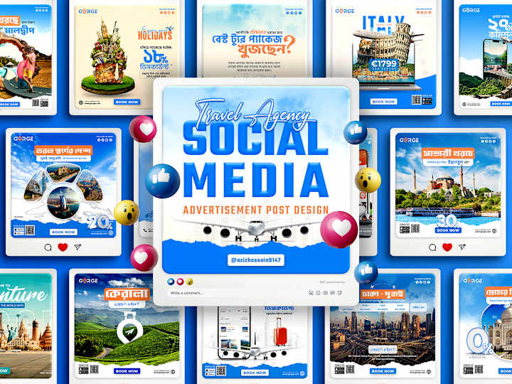 Cover image for Social Media Poster Design For Travel & Tourism Agency :: Behan…