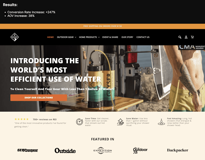 Cover image for CRO, Copywriting, UX/UI Optimized Web and A/B Testing for Geyser