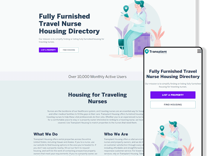 Cover image for Web Application For Travel Nurse Housing Directory