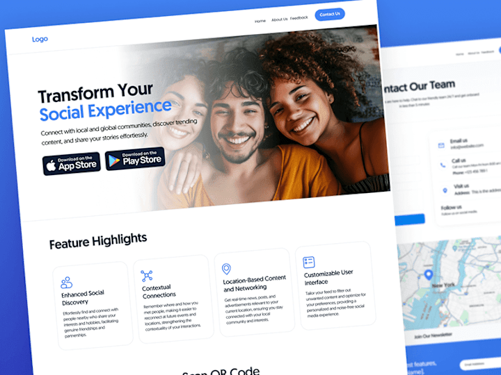 Cover image for Social Media App Landing page