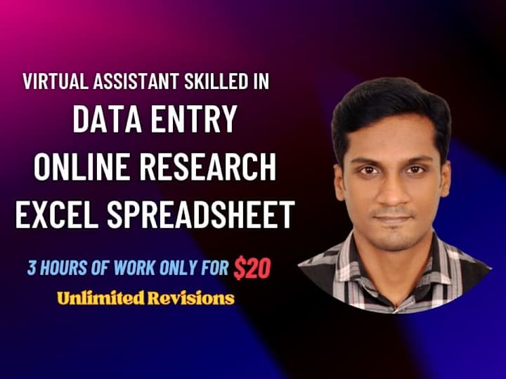 Cover image for I will help in internet research, data entry, Excel spreadsheet