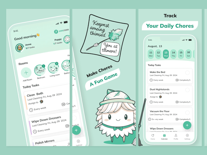 Cover image for App Store Screenshots - UI/UX Mobile App - Gamified Cleaning