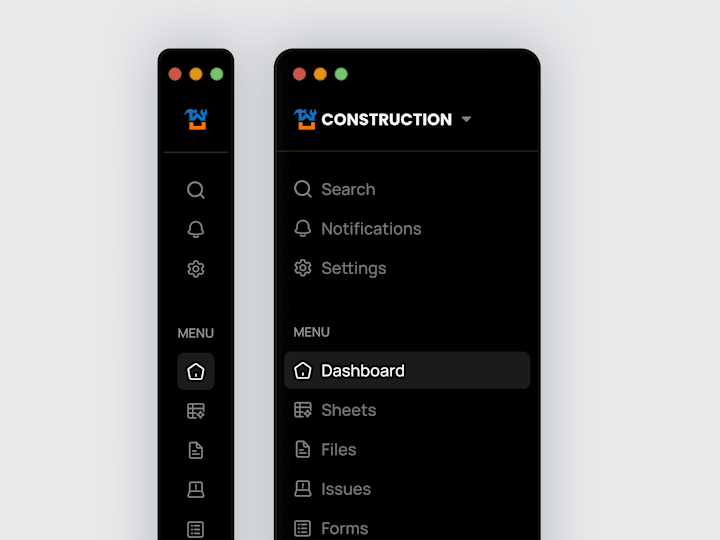 Cover image for Construction SaaS Web App Sidebar Navigation Menu