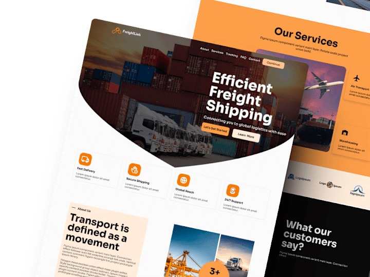 Cover image for Freight Shipping UI/UX Landing Page Design