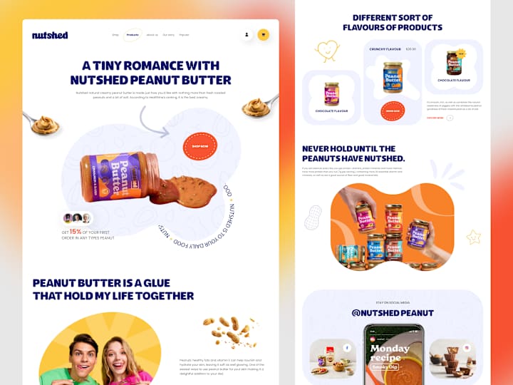 Cover image for Peanut butter - web design - landing page - packaging design
