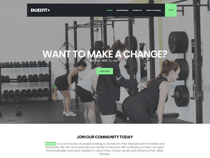 Cover image for Enjee Fit -Fitness classes, training and coaching website design