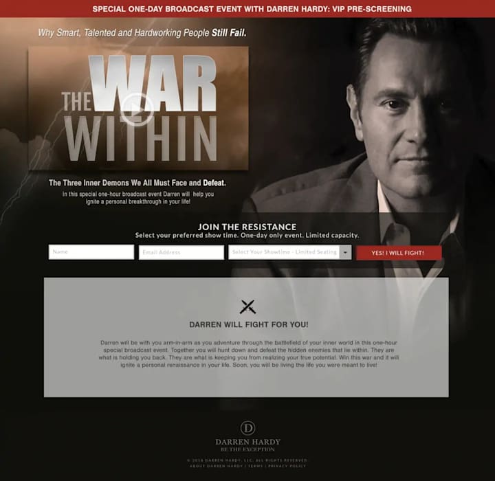 Cover image for Darren Hardy Funnel Design – War Within Series