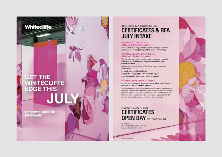 Cover image for Brand and campaign collateral design for Whitecliffe