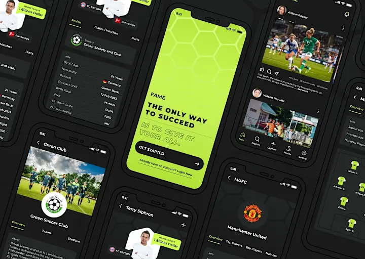 Cover image for Fame - Mobile App Design for Footballers