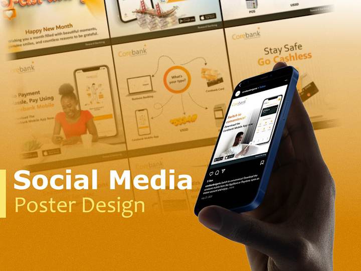 Cover image for Corebank's Fintech Social Media Poster Design :: Behance