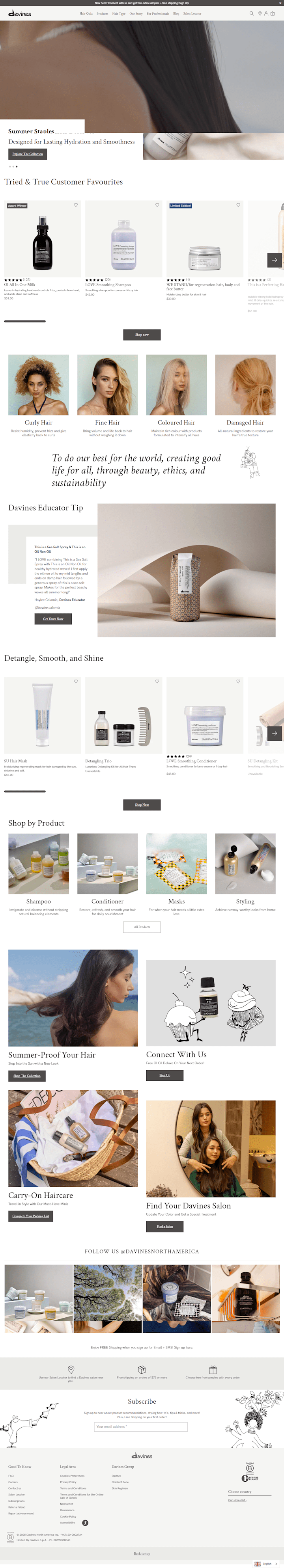 Cover image for  Davines World Website Design