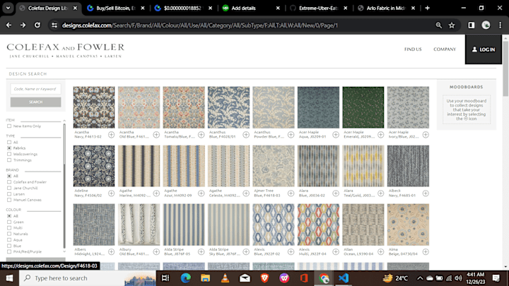 Cover image for Colefax fabric listing website scrape with selenium