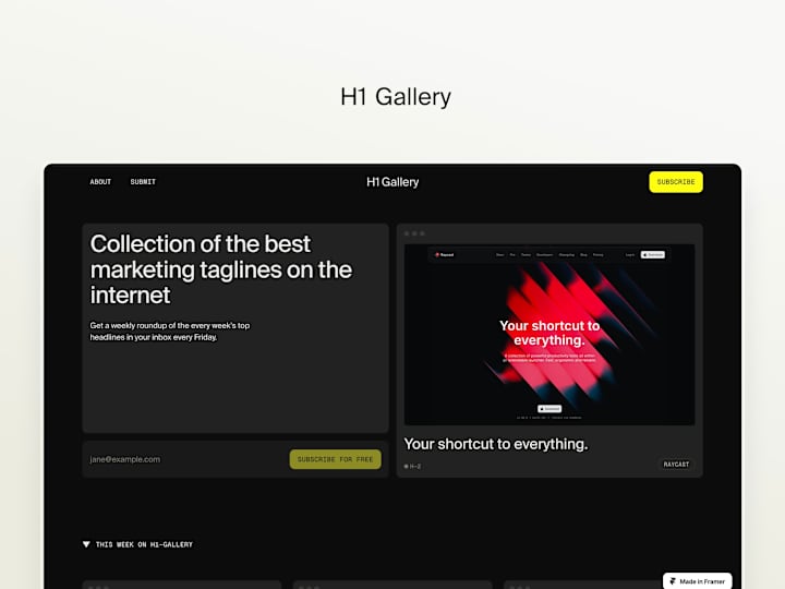 Cover image for H1 Gallery - Website Design & Framer Build